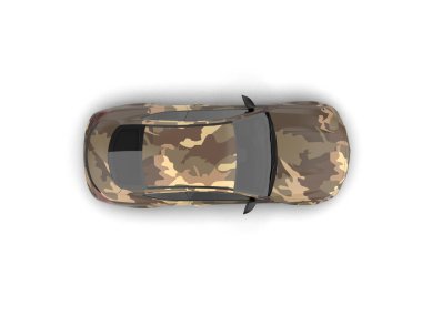 Modern araba beyaz arka planda izole edilmiş. 3d resimleme