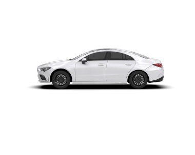 Modern araba beyaz arka planda izole edilmiş. 3d resimleme