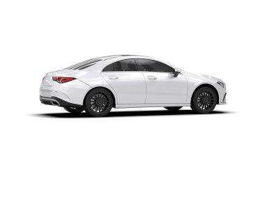 Modern araba beyaz arka planda izole edilmiş. 3d resimleme