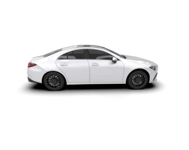 Modern araba beyaz arka planda izole edilmiş. 3d resimleme