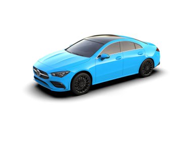 Modern araba beyaz arka planda izole edilmiş. 3d resimleme