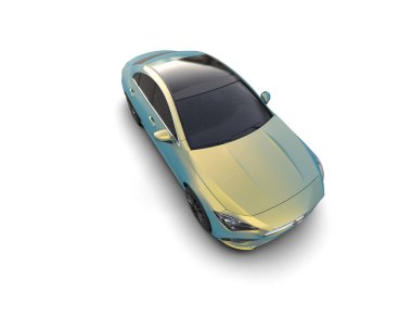 Modern araba beyaz arka planda izole edilmiş. 3d resimleme