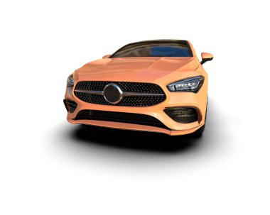 Modern araba beyaz arka planda izole edilmiş. 3d resimleme