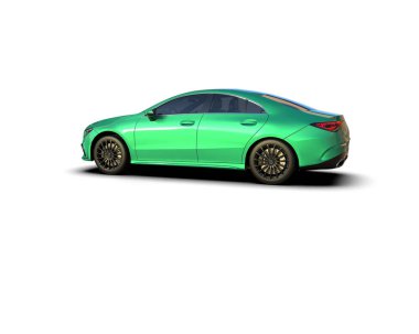 Modern araba beyaz arka planda izole edilmiş. 3d resimleme