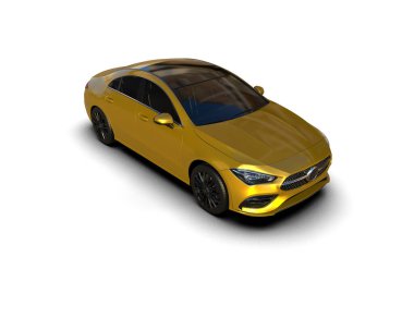 Modern araba beyaz arka planda izole edilmiş. 3d resimleme