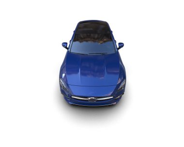 Üç boyutlu illüstrasyon. Modern mavi araba beyaz arka planda izole edildi. 