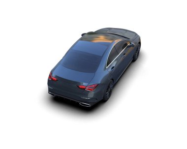 Modern araba beyaz arka planda izole edilmiş. 3d illüstrasyon. 