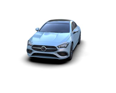 Modern araba beyaz arka planda izole edilmiş. 3d illüstrasyon. 