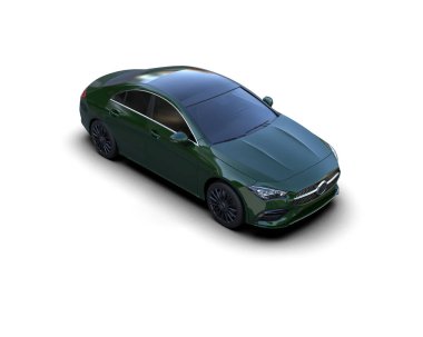 Modern araba beyaz arka planda izole edilmiş. 3d illüstrasyon. 