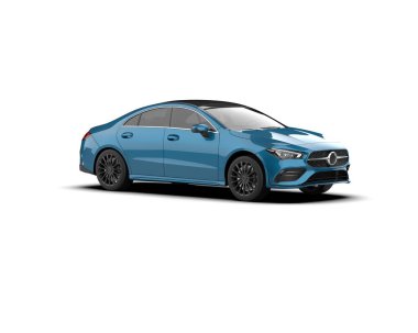 Modern araba beyaz arka planda izole edilmiş. 3d illüstrasyon. 