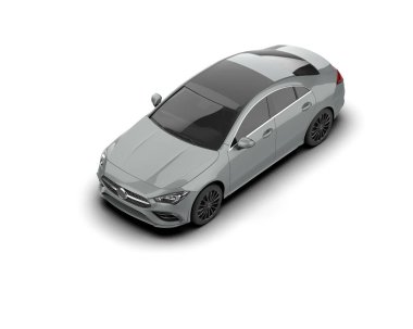 Modern araba beyaz arka planda izole edilmiş. 3d illüstrasyon. 