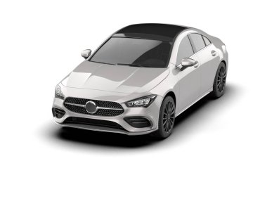 Modern araba beyaz arka planda izole edilmiş. 3d illüstrasyon. 