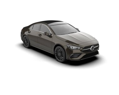 Modern araba beyaz arka planda izole edilmiş. 3d illüstrasyon. 