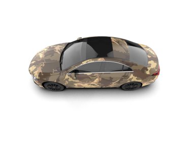 Modern araba beyaz arka planda izole edilmiş. 3d illüstrasyon. 