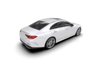 Modern araba beyaz arka planda izole edilmiş. 3d resimleme