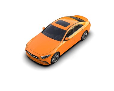 Modern araba beyaz arka planda izole edilmiş. 3d resimleme
