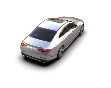 Modern araba beyaz arka planda izole edilmiş. 3d resimleme