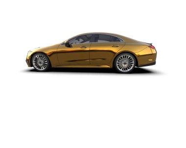 Modern araba beyaz arka planda izole edilmiş. 3d resimleme