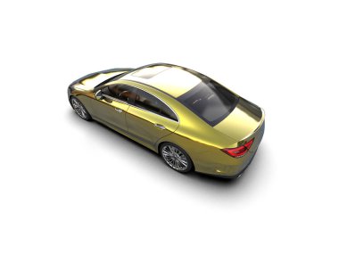 Modern araba beyaz arka planda izole edilmiş. 3d resimleme