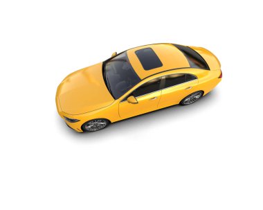 Modern araba beyaz arka planda izole edilmiş. 3d resimleme