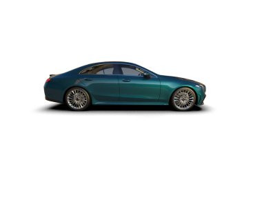 Modern araba beyaz arka planda izole edilmiş. 3d resimleme