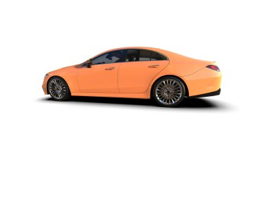 Modern araba beyaz arka planda izole edilmiş. 3d resimleme