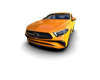 Modern araba beyaz arka planda izole edilmiş. 3d resimleme