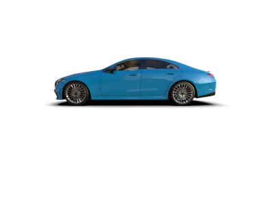 Modern araba beyaz arka planda izole edilmiş. 3d illüstrasyon. 