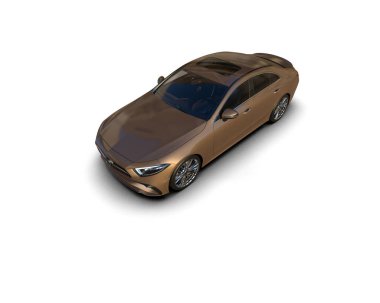 Modern araba beyaz arka planda izole edilmiş. 3d illüstrasyon. 