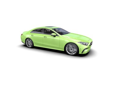 Modern araba beyaz arka planda izole edilmiş. 3d illüstrasyon. 