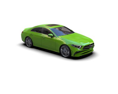 Modern araba beyaz arka planda izole edilmiş. 3d illüstrasyon. 