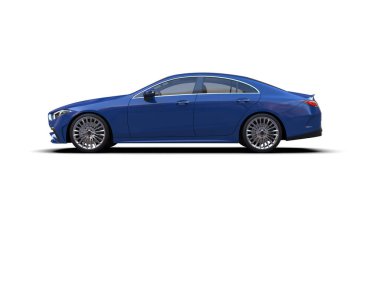 Modern araba beyaz arka planda izole edilmiş. 3d illüstrasyon. 