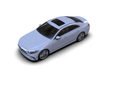 Modern araba beyaz arka planda izole edilmiş. 3d illüstrasyon. 