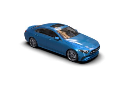 Modern araba beyaz arka planda izole edilmiş. 3d illüstrasyon. 