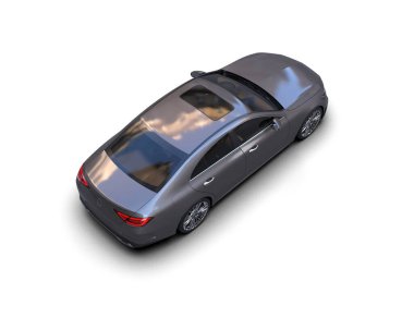 Modern araba beyaz arka planda izole edilmiş. 3d illüstrasyon. 