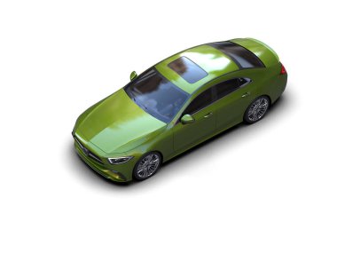 Modern araba beyaz arka planda izole edilmiş. 3d illüstrasyon. 