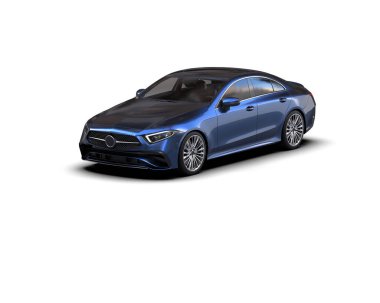 Modern araba beyaz arka planda izole edilmiş. 3d illüstrasyon. 