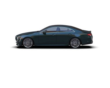 Modern araba beyaz arka planda izole edilmiş. 3d illüstrasyon. 