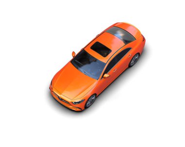 Modern araba beyaz arka planda izole edilmiş. 3d illüstrasyon. 