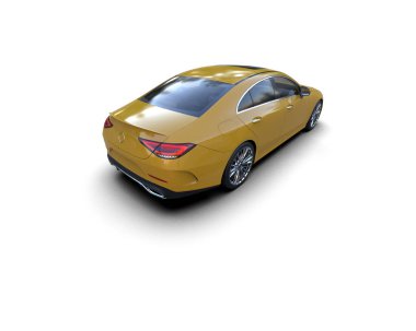 Üç boyutlu illüstrasyon. Modern araba beyaz arkaplanda izole edildi