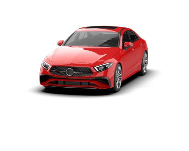 Üç boyutlu illüstrasyon. Modern araba beyaz arkaplanda izole edildi