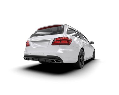 Modern araba beyaz arka planda izole edilmiş. 3d oluşturma