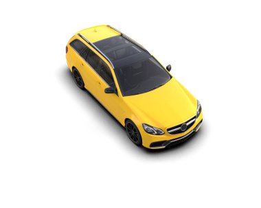 Modern araba beyaz arka planda izole edilmiş. 3d oluşturma