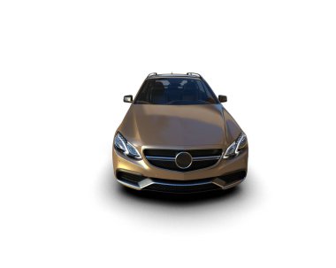 Modern araba beyaz arka planda izole edilmiş. 3d oluşturma
