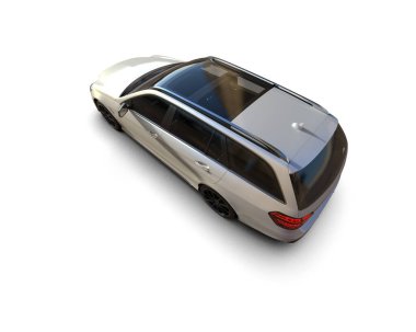 Modern araba beyaz arka planda izole edilmiş. 3d oluşturma