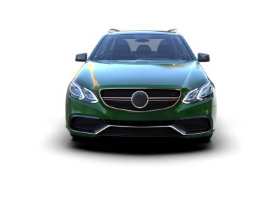 Modern araba beyaz arka planda izole edilmiş. 3d resimleme