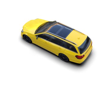 Modern araba beyaz arka planda izole edilmiş. 3d resimleme
