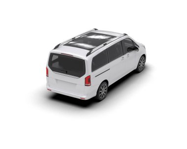 Modern beyaz minibüs beyaz arka planda izole edilmiş. 3d resimleme