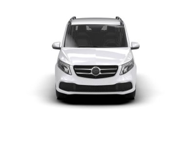 Modern beyaz minibüs beyaz arka planda izole edilmiş. 3d resimleme