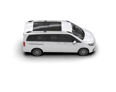 Modern beyaz minibüs beyaz arka planda izole edilmiş. 3d resimleme